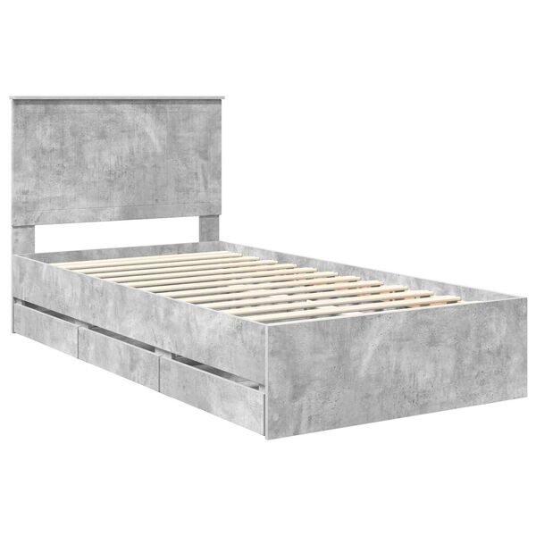 vidaXL Bedframe met lade Beton Grijs 100 x 200 cm Ingenieurshout
