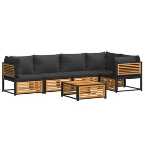 vidaXL 6-delige Loungeset met kussens massief acaciahout