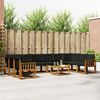 vidaXL Buiten bankenset met kussen 11 pcs Natuurlijk en Zwart