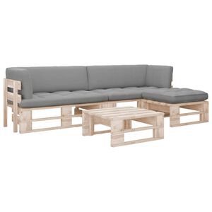 vidaXL 4-delige Loungeset pallet met kussens ge&iuml;mpregneerd grenenhout