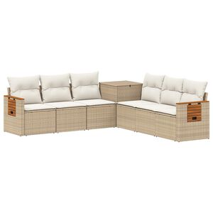 vidaXL Bankstel 7 st Beige en Cr&egrave;me Wit Poly Rattan en Staal