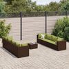 vidaXL 9-delige Loungeset met kussens poly rattan bruin