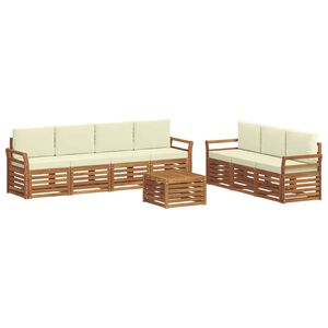 vidaXL Sofa-Sets 8 pcs Natuurlijk en Cr&egrave;me Massief Acaciahout
