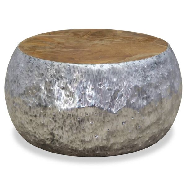 vidaXL Salontafel 60x60x30 cm aluminium teakhout