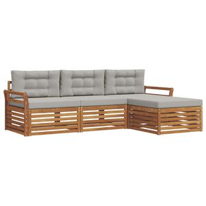 vidaXL Buiten bankenset Natuurlijk en Lichtgrijs 254 x 162,5 x 73 cm