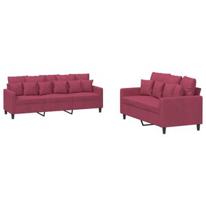 vidaXL 2-delige Loungeset met kussens fluweel wijnrood