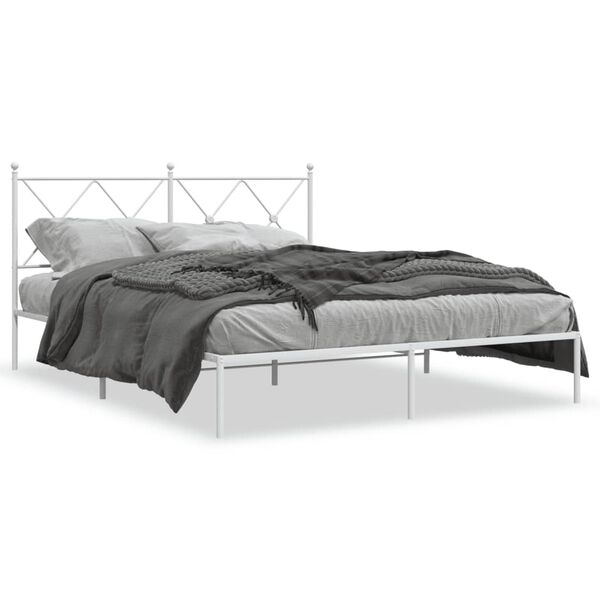 vidaXL Bedframe met hoofdbord metaal wit 160x200 cm