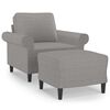 vidaXL Fauteuil met voetenbank 60 cm stof lichtgrijs