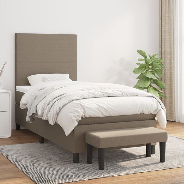 vidaXL Boxspring met matras stof taupe 100x200 cm