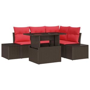 vidaXL Tuin Sofa Set 6 st 4-Aantal zitplaatsen Bruin en Rood