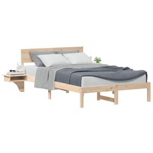 vidaXL Bedframe met hoofdeinde Bruin 135 x 190 cm Massief grenenhout