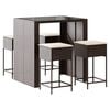 vidaXL 5-delige Tuinbarset met kussens poly rattan bruin