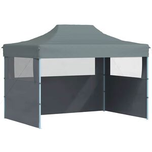 vidaXL Partytent met 3 zijwanden inklapbaar 3x4 m staal antraciet