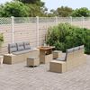 vidaXL Tuinbankenset met kussen met opslag 9 pcs Beige Poly riet