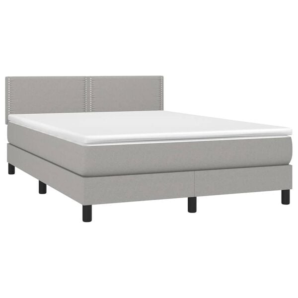 vidaXL Boxspring met matras en LED stof lichtgrijs 140x200 cm