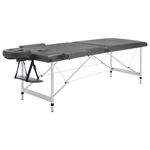 vidaXL Massagetafel met 2 zones 186x68 cm aluminium frame antraciet