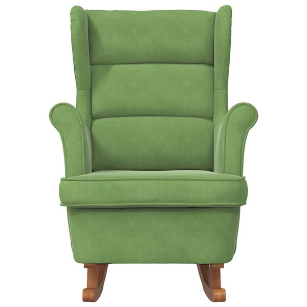 vidaXL Schommelstoel met oorleuning lichtgroen fluweel massief hout