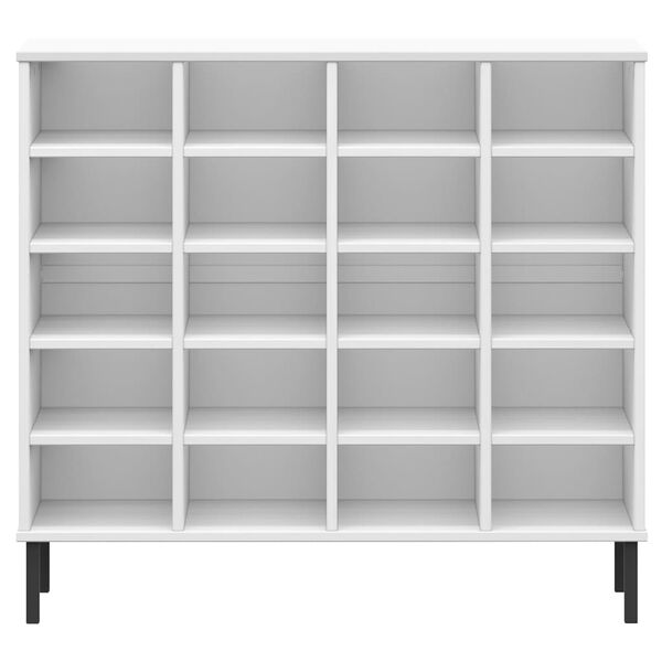 vidaXL Schoenenrek met metalen poten OSLO 95x35x86 cm grenenhout wit