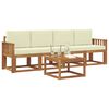 vidaXL Buiten bankenset met kussen 5 pcs Natuurlijk en Cr&egrave;me