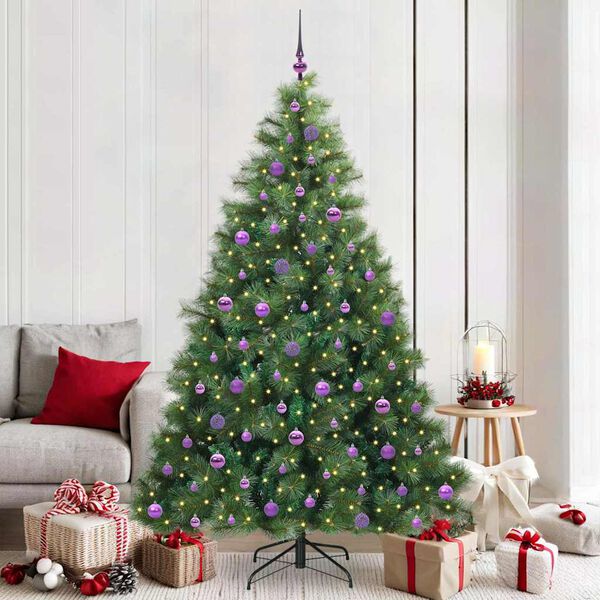 vidaXL Kunstkerstboom met 300 LED met standaard Groen 210 cm PE en PVC