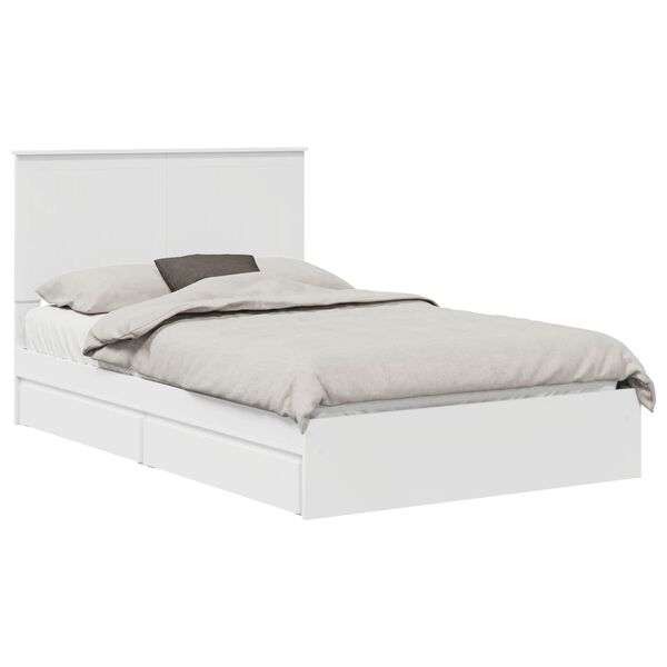 vidaXL Opslag bed met hoofdeinde Wit 120 x 190 cm Bewerkt hout