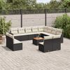vidaXL 13-delige Loungeset met kussens poly rattan zwart
