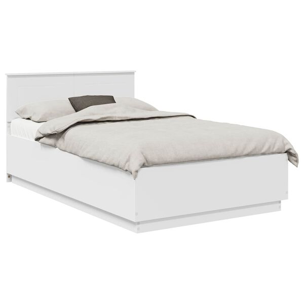 vidaXL Bedframe met hoofdeinde Wit 135 x 190 cm Bewerkt hout