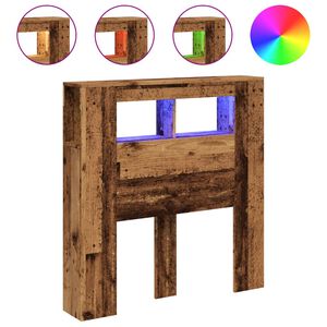 vidaXL Hoofdeinde met LED 100x18,5x103,5 cm bewerkt hout oud hout