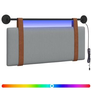vidaXL Hangend hoofdbord Met LED-verlichting Lichtgrijs Antiek PU