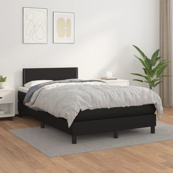 vidaXL Boxspring met matras kunstleer zwart 120x190 cm