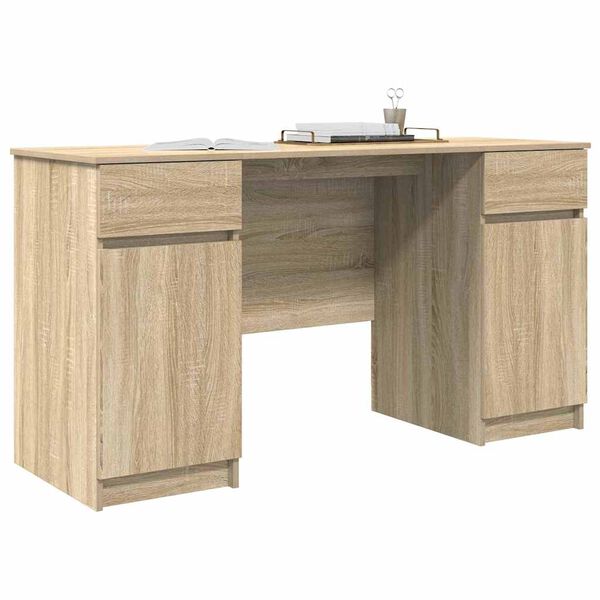 vidaXL Bureau met lade Sonoma eiken 140 x 49 x 76 cm Bewerkt hout