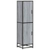 vidaXL Hoge kast 35,5x35x139 cm bewerkt hout en metaal grijs sonoma