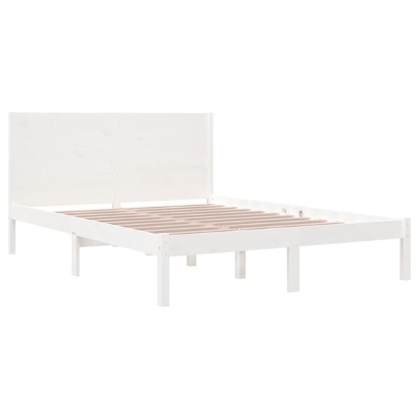 vidaXL Bedframe zonder matras massief grenenhout wit 140x200 cm