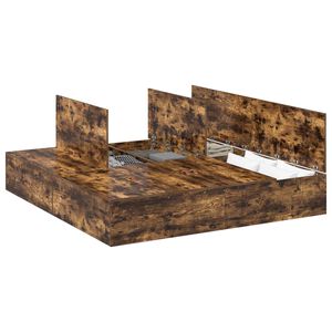 vidaXL Opbergbedframe Gerookt eiken 200 x 200 cm Bewerkt hout
