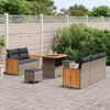 vidaXL Tuinbankenset met kussen 10 pcs Grijs poly rattan