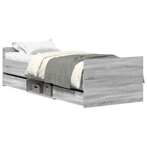 vidaXL Bedframe met hoofd- en voeteneinde grijs sonoma 75x190 cm