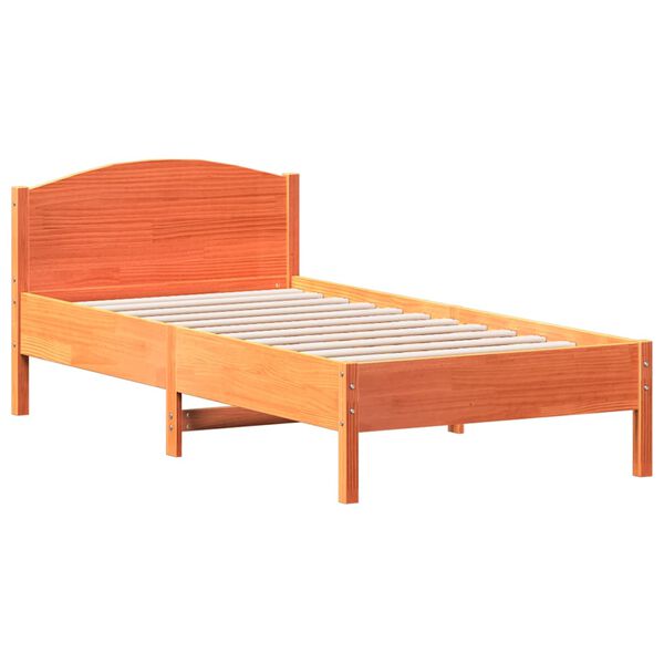 vidaXL Bedframe zonder matras massief grenenhout wasbruin 75x190 cm
