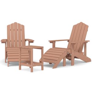 vidaXL Tuinstoelen Adirondack met voetenbank en tafel HDPE bruin