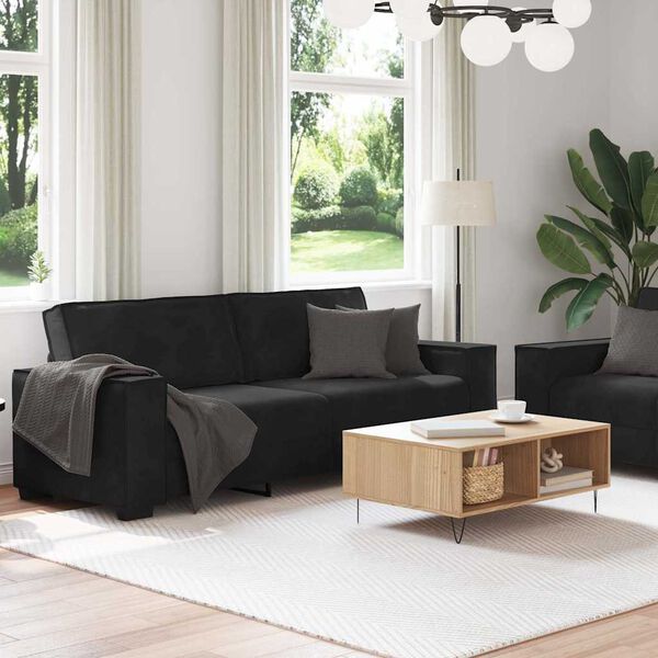 vidaXL 2-delige Loungeset met kussens fluweel zwart