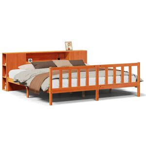 vidaXL Bed met boekenkast zonder matras grenenhout wasbruin 180x200 cm