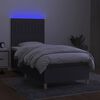 vidaXL Boxspring met matras en LED stof donkergrijs 80x200 cm