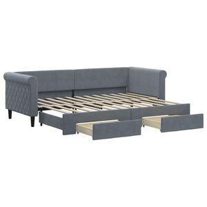 vidaXL Slaapbank onderschuifbed en lades 80x200 cm fluweel donkergrijs