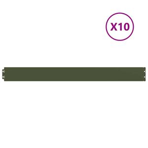 vidaXL Gazonrand 10 st 10 x 103 cm Koudgewalst staal Olijfgroen
