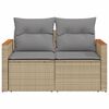 vidaXL Tuinbank 2-zits met kussens poly rattan beige
