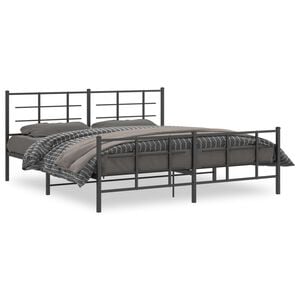 vidaXL Bedframe met hoofd- en voeteneinde metaal zwart 183x213 cm