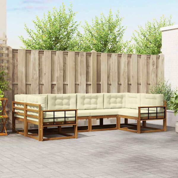 vidaXL Buiten bankenset met kussen 6 pcs Natuurlijk en Cr&egrave;me