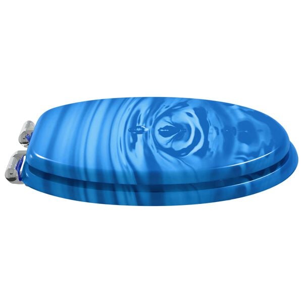 vidaXL Toiletbril 2 pcs Blauwe Druppel 44 x 38 cm MDF-plaat