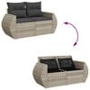 vidaXL 5-delige Loungeset met kussens poly rattan lichtgrijs