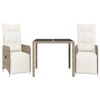 vidaXL 3-delige Bistroset met kussens poly rattan bruin