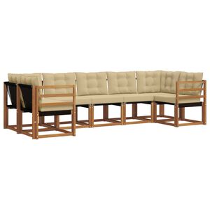 vidaXL Buiten bankenset met kussen 7 pcs Natuurlijk en Beige